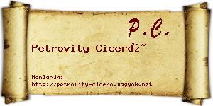 Petrovity Ciceró névjegykártya